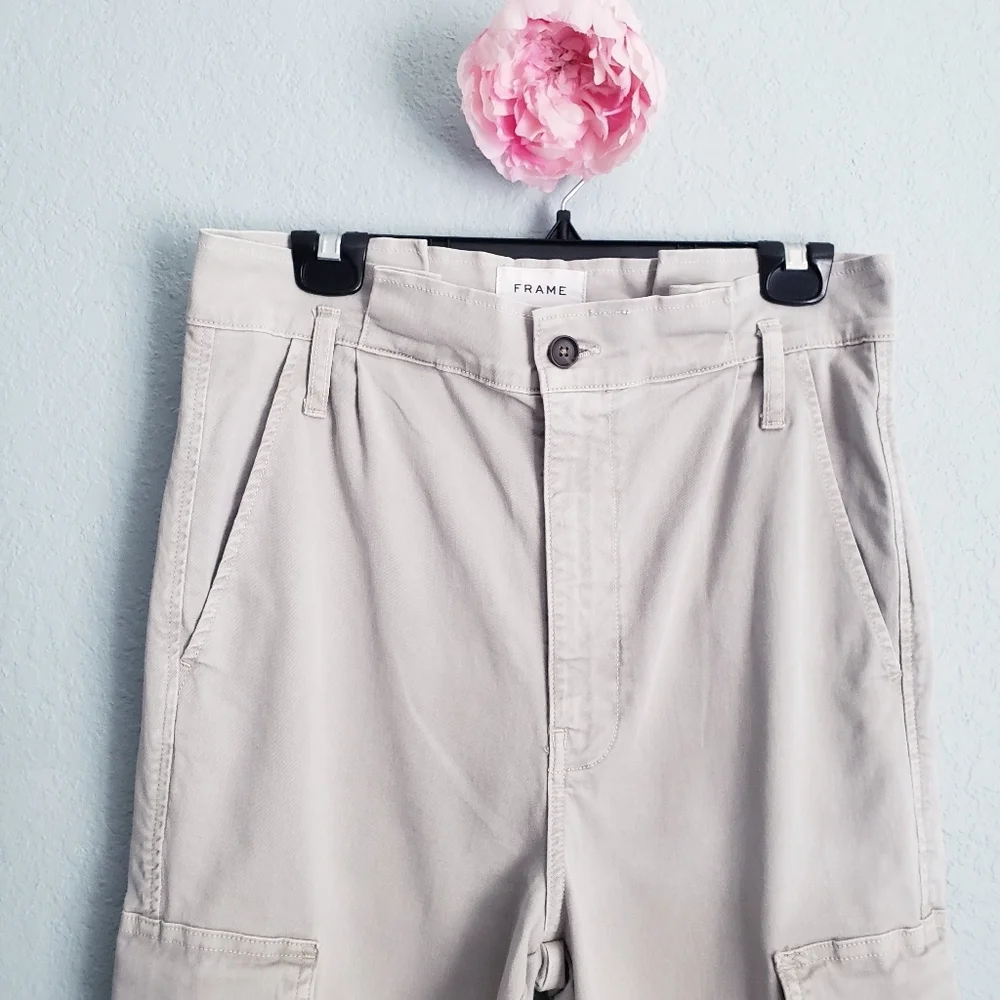 Frame Denim Washed Out Pale Olive Safari Belted Cargo Pants - Picture 5 of 9